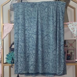 Soft by Avenue Midi Skirt Fall Winter Teal Floral Professional Fall Winter Plus